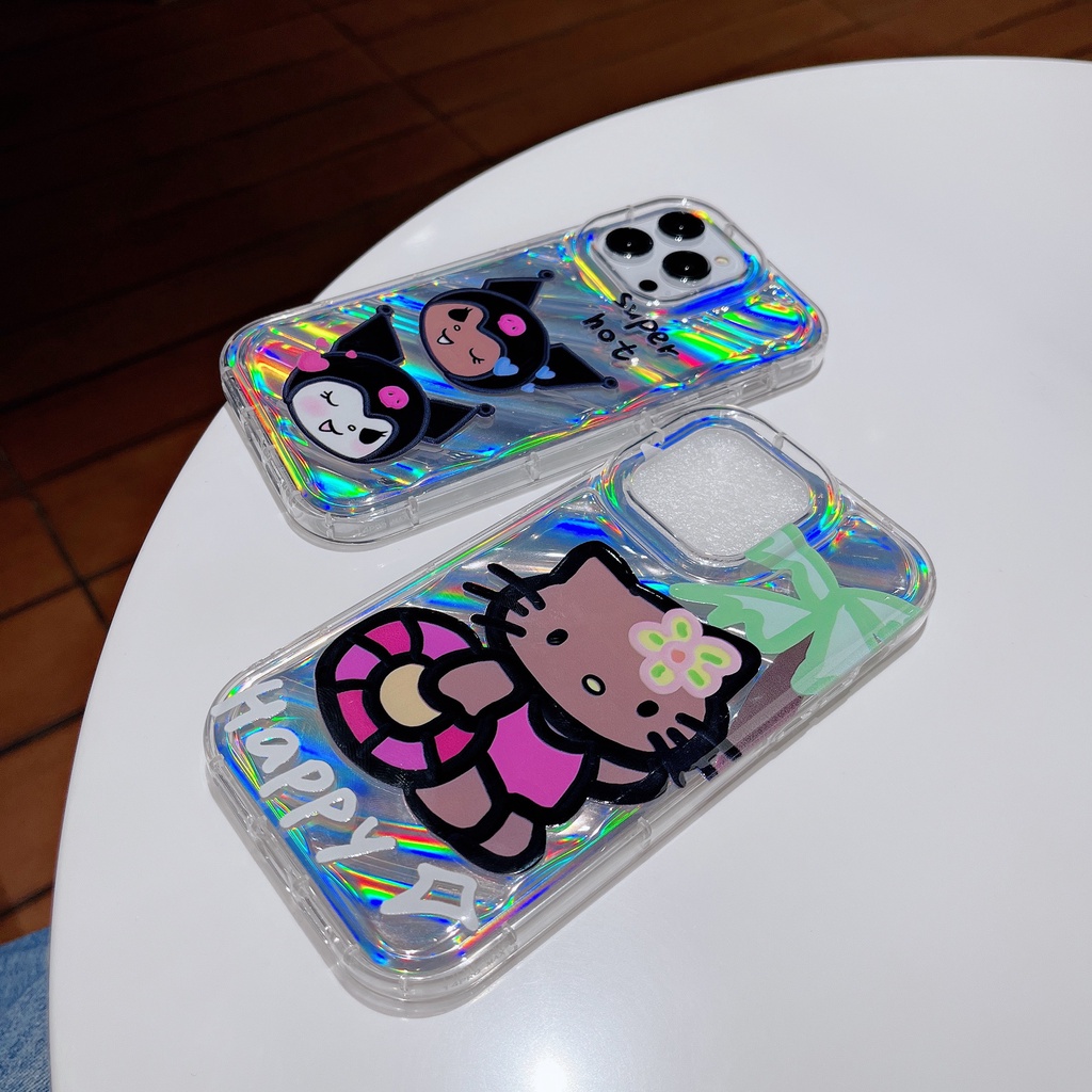 Ốp Điện Thoại TPU Mềm Trong Suốt Họa Tiết Kuromi Hoạt Hình Cho iPhone 12 13 14 Pro Max