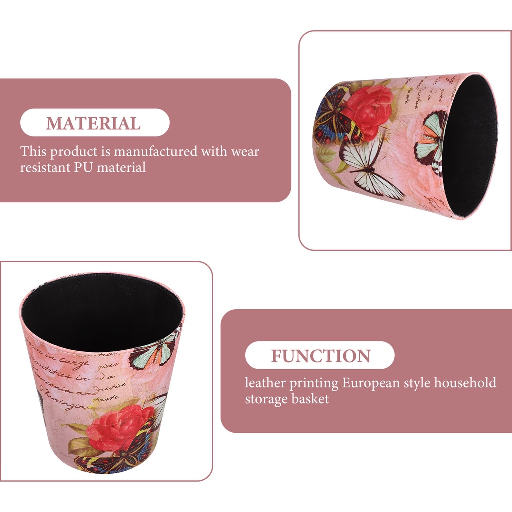 Thùng Đựng Rác Bằng Nhựa Cỡ Lớn Có Nắp Da 25X19.5CM Tiện Dụng Cho Gia Đình / Văn Phòng