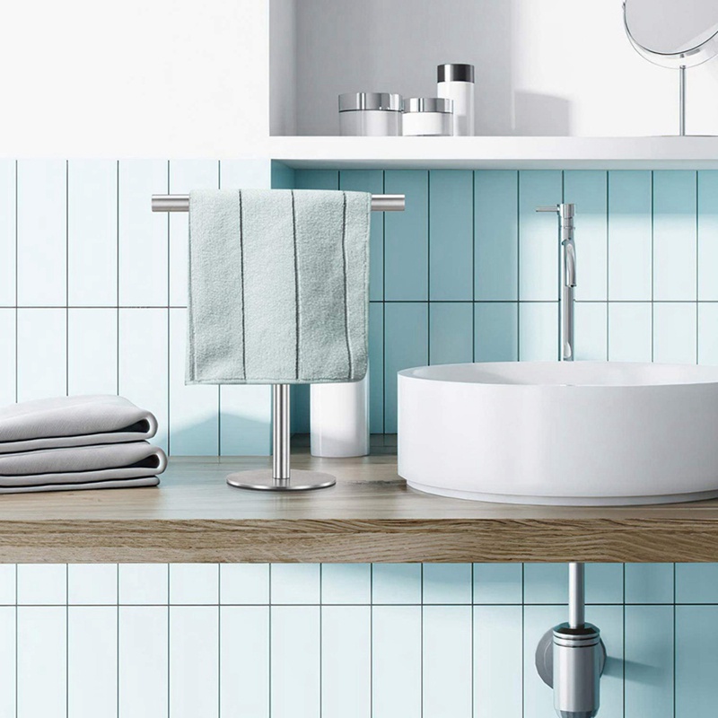 Giá Đỡ Treo Khăn Bằng Thép Không Gỉ Hình Chữ T Tiện Dụng Cho Phòng Tắm / Nhà Bếp