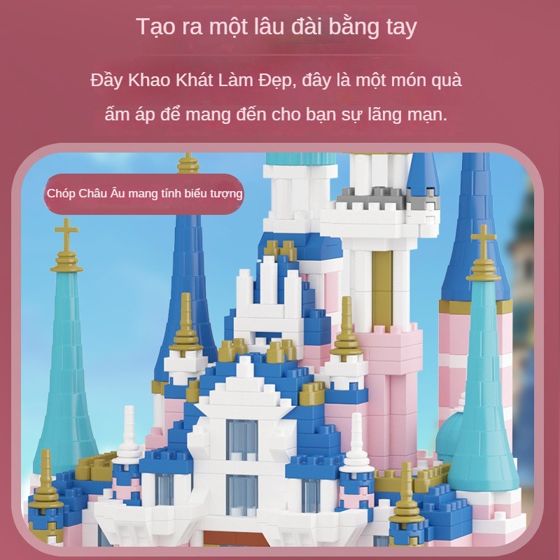 Đồ Chơi  Lắp Ráp Lâu Đài Disney Màu Hồng Dễ Thương Cho Bé Gái