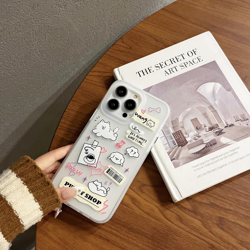 Ốp Điện Thoại Tpu Dẻo Trong Suốt Họa Tiết Hoạt Hình Chú Chó Dễ Thương Chống Sốc Cho iPhone 14 13 12 11 Pro Max