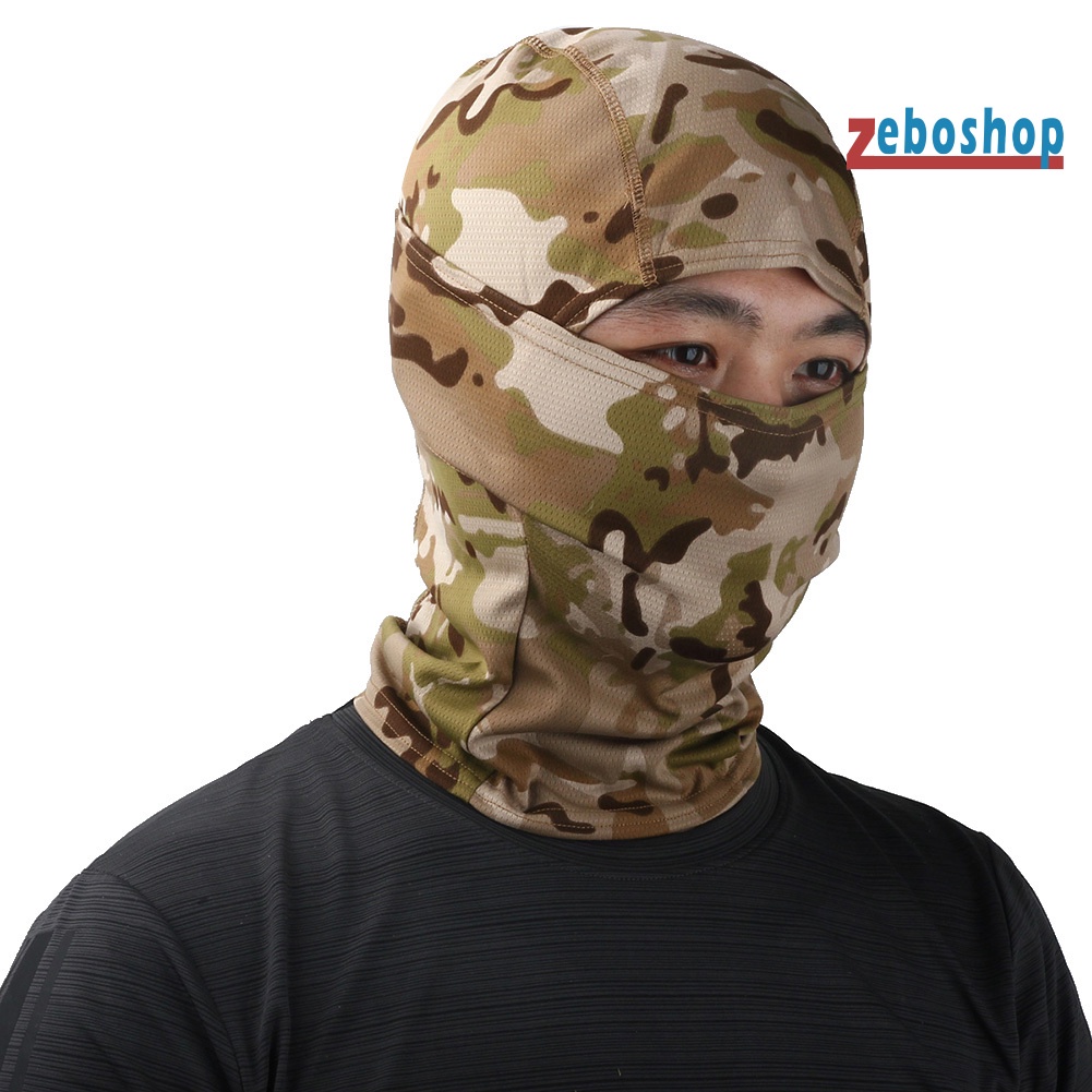 Zeboshop Mũ Trùm Đầu Che Mặt Bảo Vệ Mặt Họa Tiết Rằn Ri Dùng Khi Đạp Xe Ngoài Trời