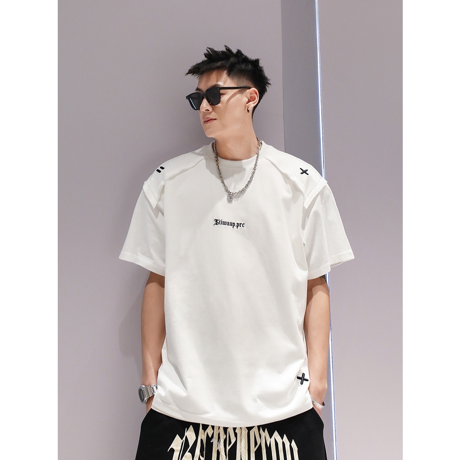 Áo Thun Tay Ngắn Dáng Rộng Chất Liệu Cotton Nặng 280g Thêu Họa Tiết Thời Trang Mùa Hè Cho Nam