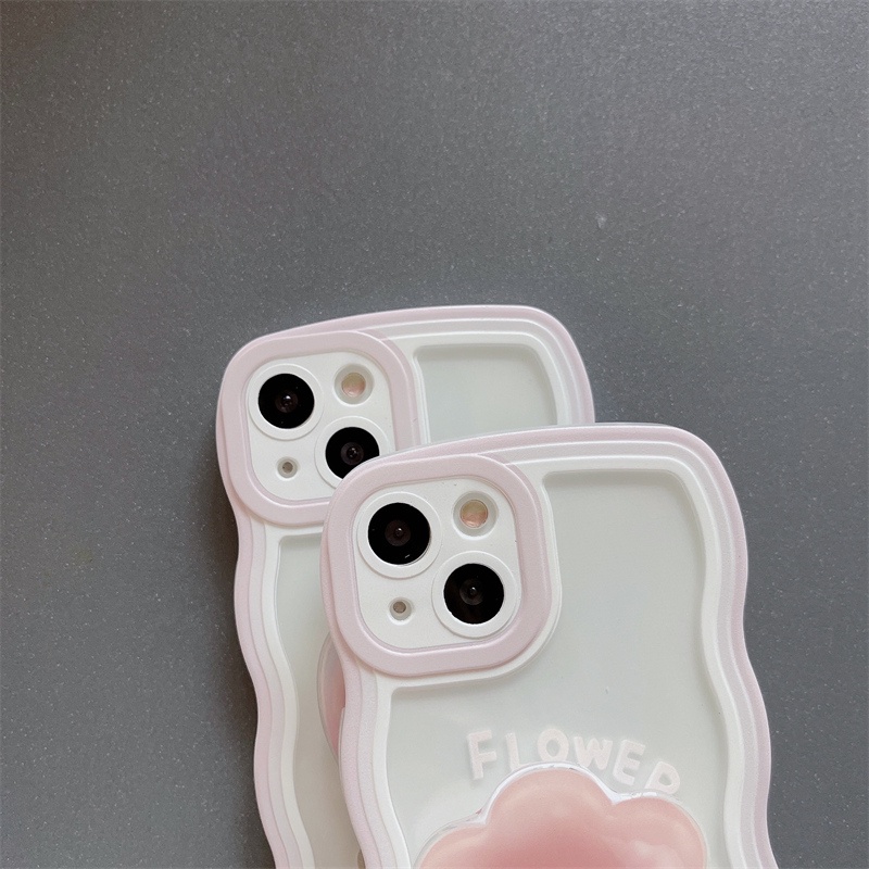 Ốp Lưng Trong Suốt Viền Mây - Mẫu Flower  - TSM002