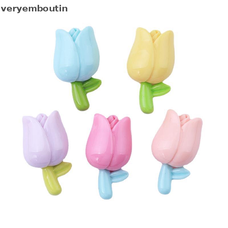 Bộ 10 Cái Ghim Cài Áo Hình Hoa Tulip Chất Liệu Resin Dễ Thương DIY