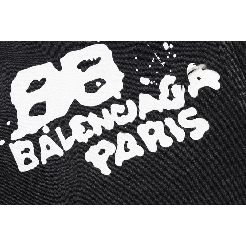 Áo Khoác denim In Họa Tiết Graffiti Hai B Màu Xanh Dương Phong Cách Đường Phố Cổ Điển Thời Trang Unisex Ba-N88Cia88-Trendleu6Yt