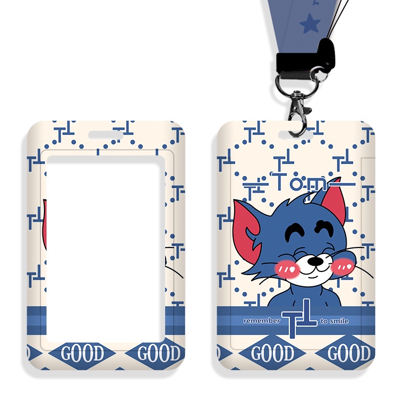 Giá Đỡ Thẻ ID / Thẻ Sinh Viên Hình Mèo Và Chuột Hoạt Hình Tom Jerry Chống Nước Chống Dầu Kèm Móc Khóa