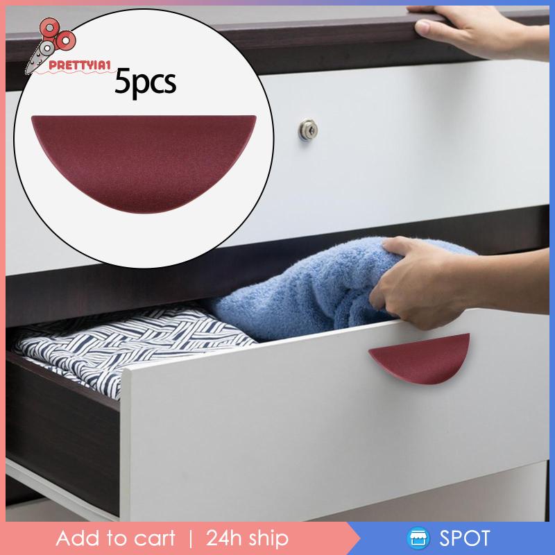 1 [Prettyia] Set 5 Núm Dán Tay Cầm Ngăn Kéo Tủ Tự Dính Bằng PP Cho Tủ Quần Áo