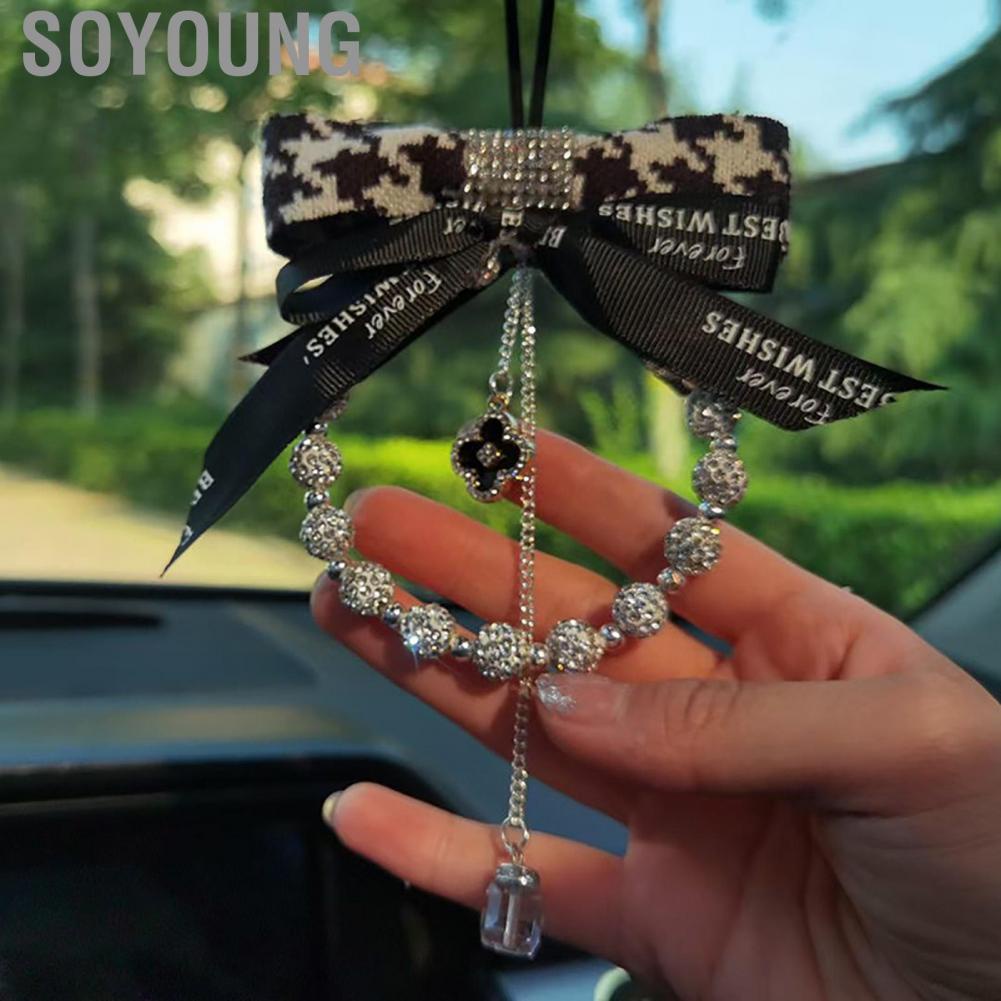 Soyoung Rear View Mirror Ornament  Bowknot Car Rearview Charm Portable Exquisite for Decor