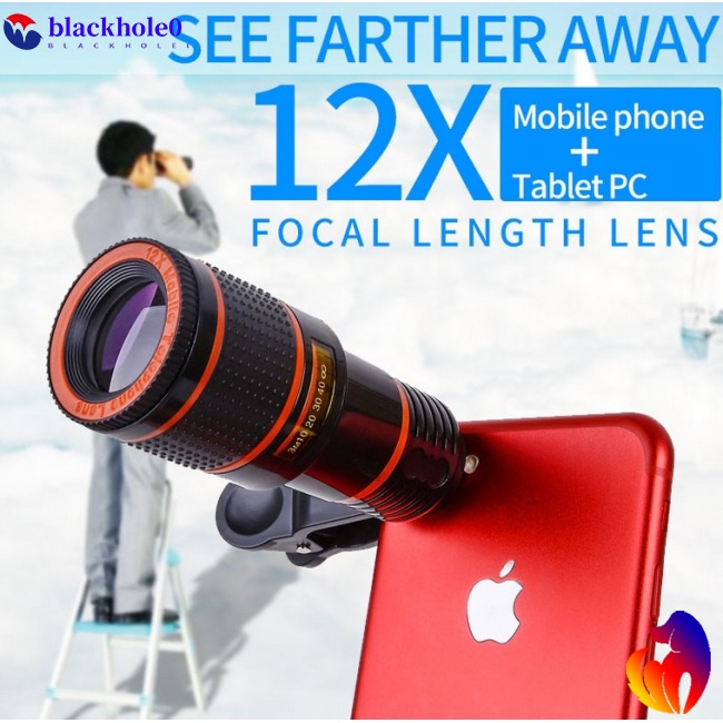 Ống Kính Macro HD Phóng To 12x 8x Có Kẹp Gắn Điện Thoại / Máy Ảnh