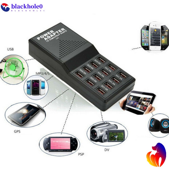 Đế Sạc Nhanh 12 Cổng USB 5V 3.5A 2.1A Tiện Dụng