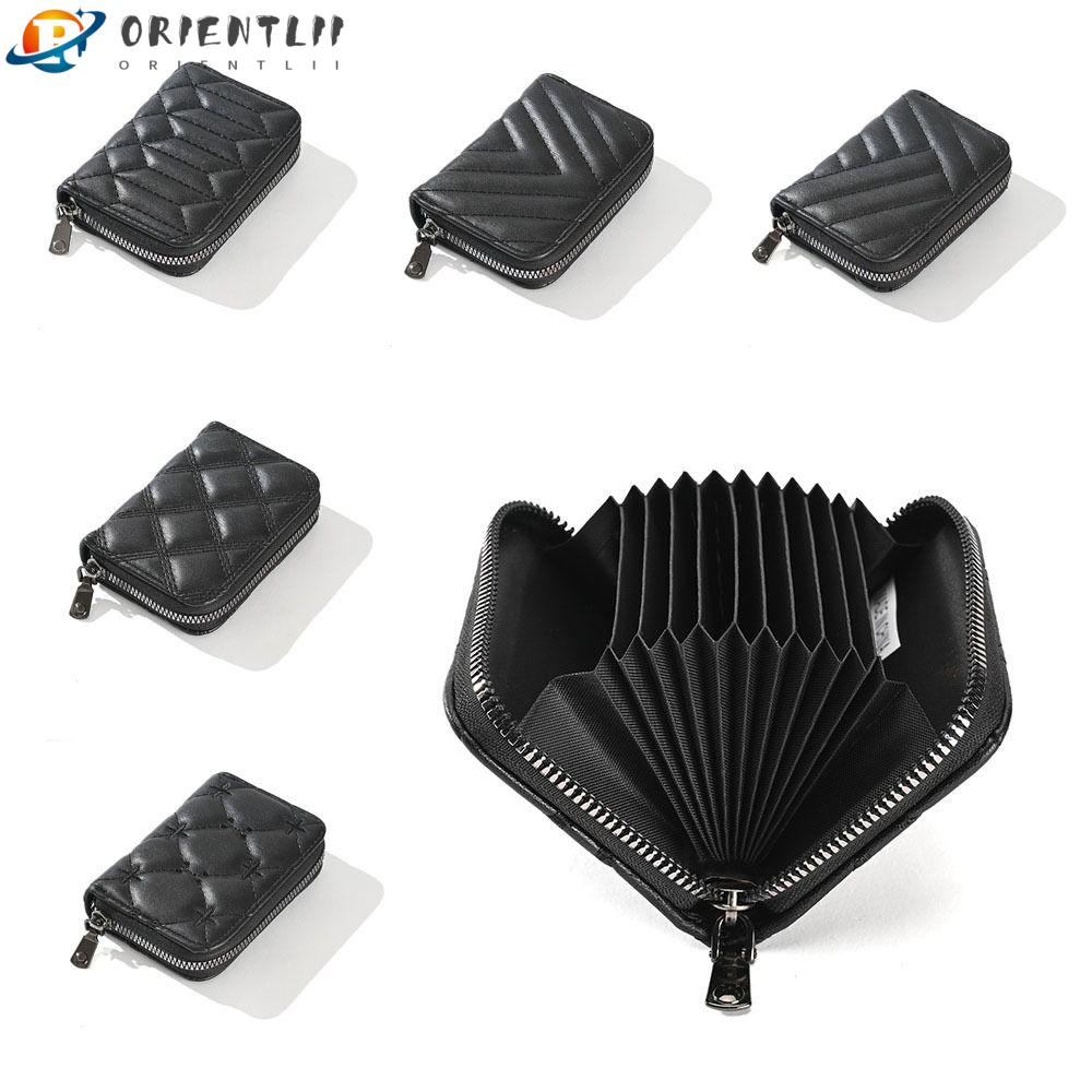 Ví Da PU Cầm Tay Đựng Thẻ Id / Tiền Xu Có Khóa Kéo Cho Nữ Giá Đỡ