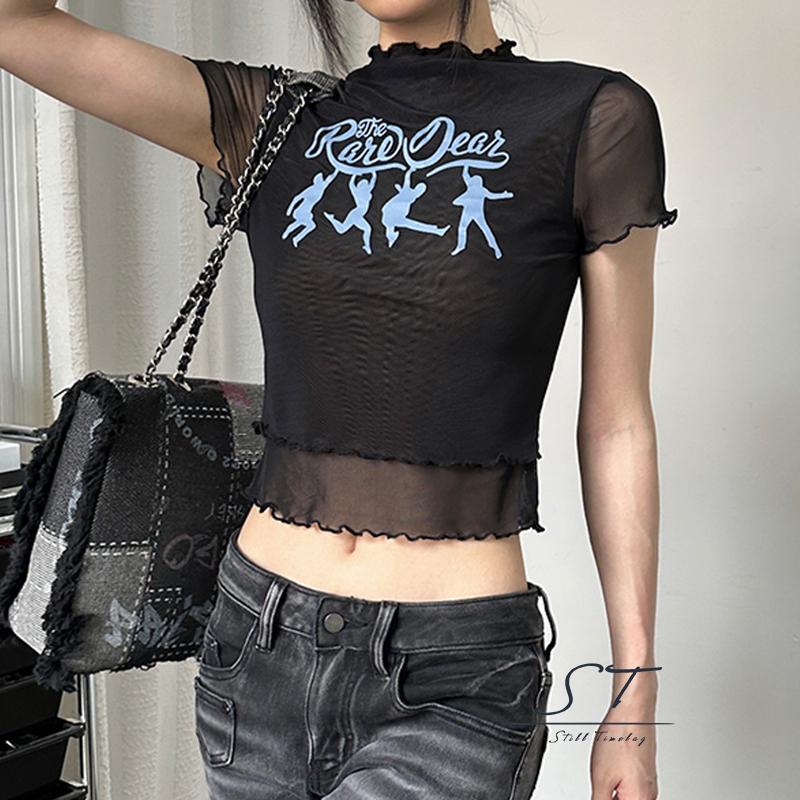 Áo Thun Crop Top Tay Ngắn In Chữ Lettuce Trim Thời Trang Mùa Hè Cho Nữ CY03
