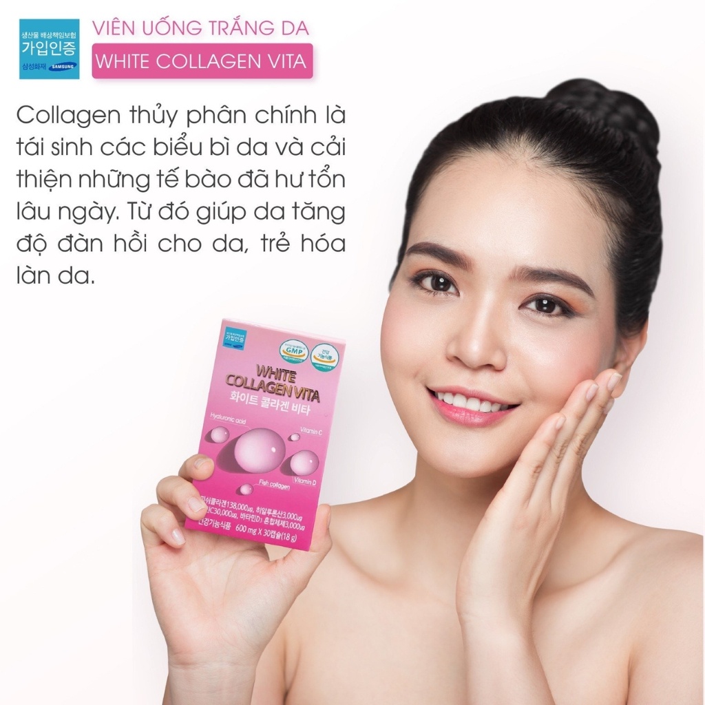 Viên Uống Trắng Da White Collagen Vita, Chống Lão Hóa Cho Da 30 Viên Hàn Quốc