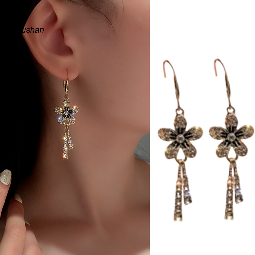 1 Đôi Bông Tai Tua Rua Hình Hoa Phong Cách Hàn Quốc Dành Cho Cô Dâu