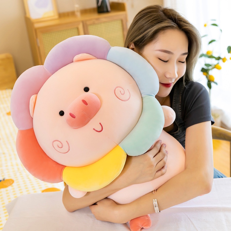 Thú Nhồi Bông Hình Chú Heo Màu Cầu Vồng Dễ Thương