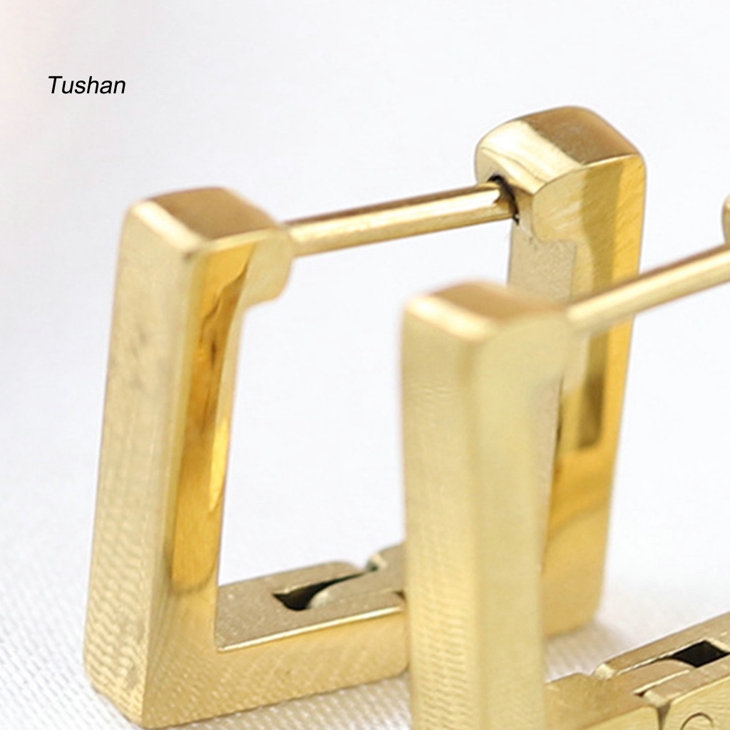 1 Đôi Bông Tai Hình Học Bằng Thép Titan Mạ Điện Không Phai Phong Cách Âu Mỹ