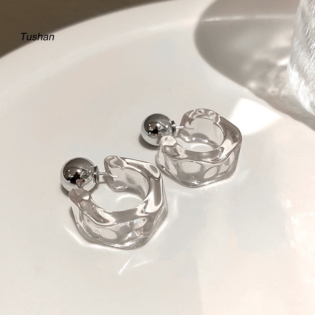 1 Đôi Bông Tai Hình Chữ C Không Phai Màu Chống Mồ Hôi Và Chống Rơi Vỡ