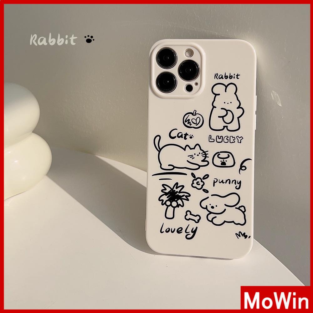 Ốp lưng iPhone 14 Pro Max Ốp Lưng iPhone Màu Kem Bóng Mềm Ốp Lưng TPU Chống Sốc Bảo Vệ Máy Ảnh Màu Trắng Dễ Thương Hình Động Vật Tương Thích Với iPhone 13 Pro Max 12 Pro Max 11 Xr Xs