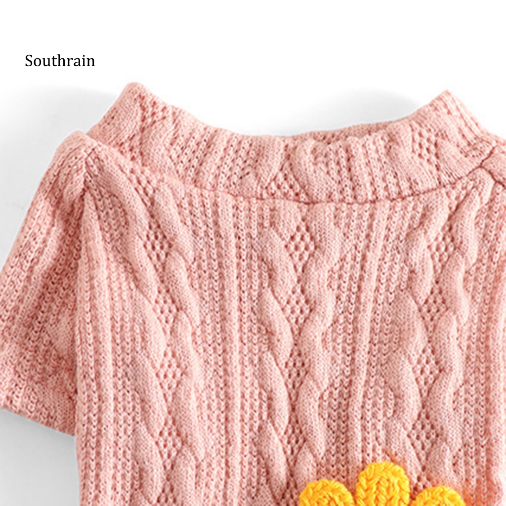 Áo Sweater Dệt Kim In Hoa Hướng Dương Thân Thiện Với Da Cho Cún Cưng