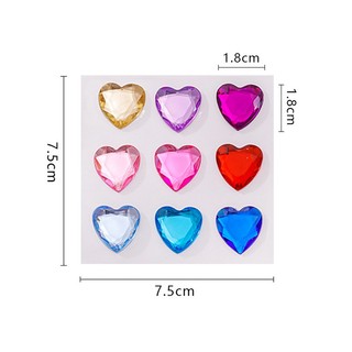 Bộ 9 MiếNg DáN 3D TráI Tim ĐíNh Đá LấP LáNh