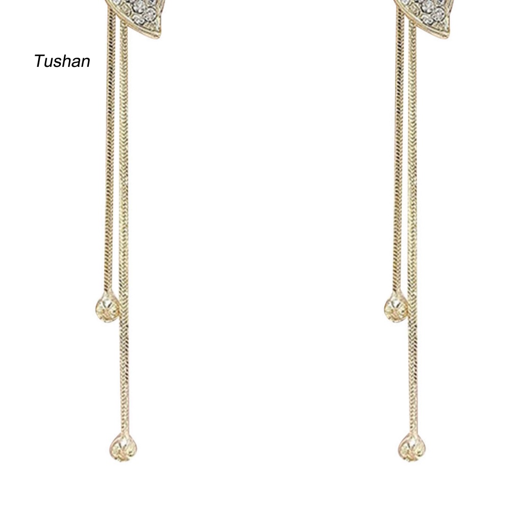 1 Đôi Bông Tai Hình Chiếc Lá Đính Đá Thời Trang