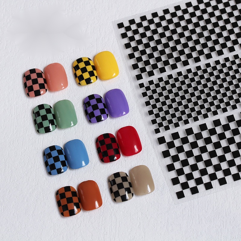 Miếng Dán Trang Trí Móng Tay Nghệ Thuật Hình Bàn Cờ