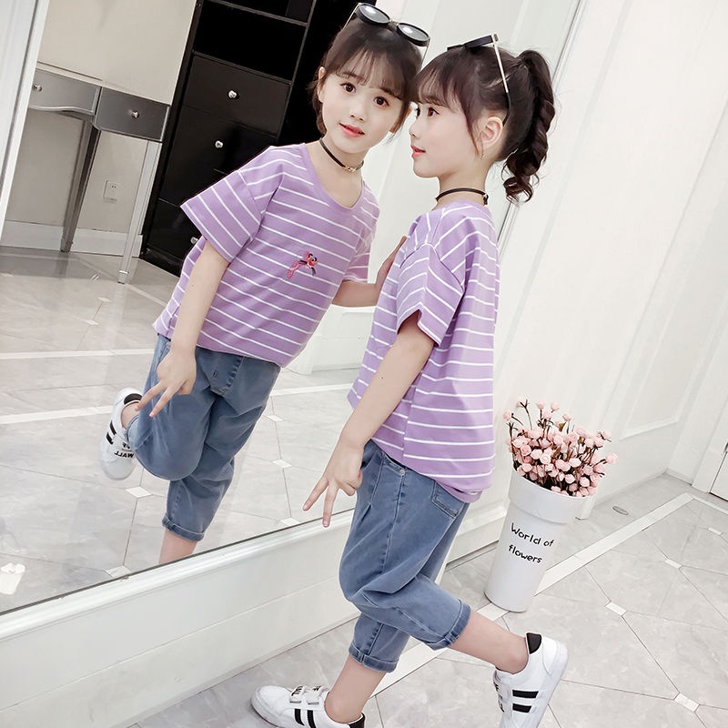 Áo Thun Cotton Mỏng Tay Ngắn Cổ Tròn Mùa Hè 2023 Phong Cách Mới Cho Bé Gái