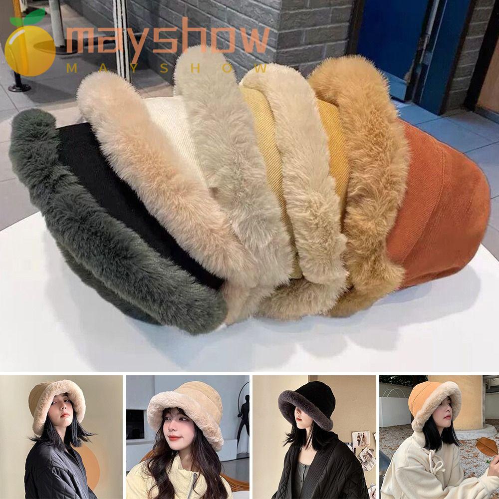 Mũ Bucket Chất Liệu Giả Lông Nhung Mềm Mại Thời Trang Mùa Đông