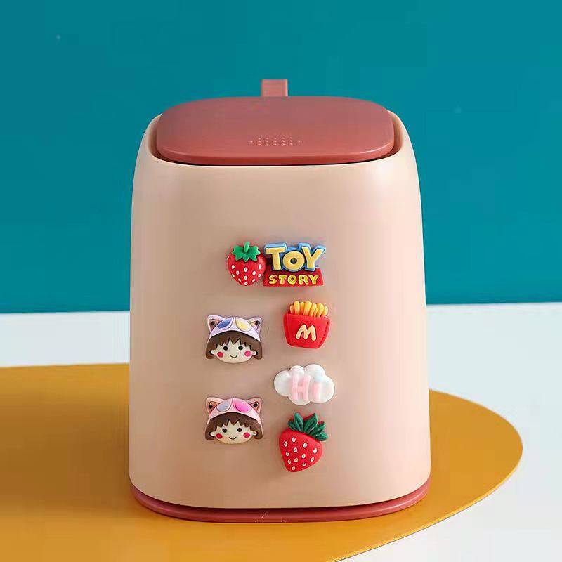 Desktop Trash Bin Small Mini Cute Cartoon Car Hanging Bedroom and Household Desk with Lid Small Wastebasket Borx