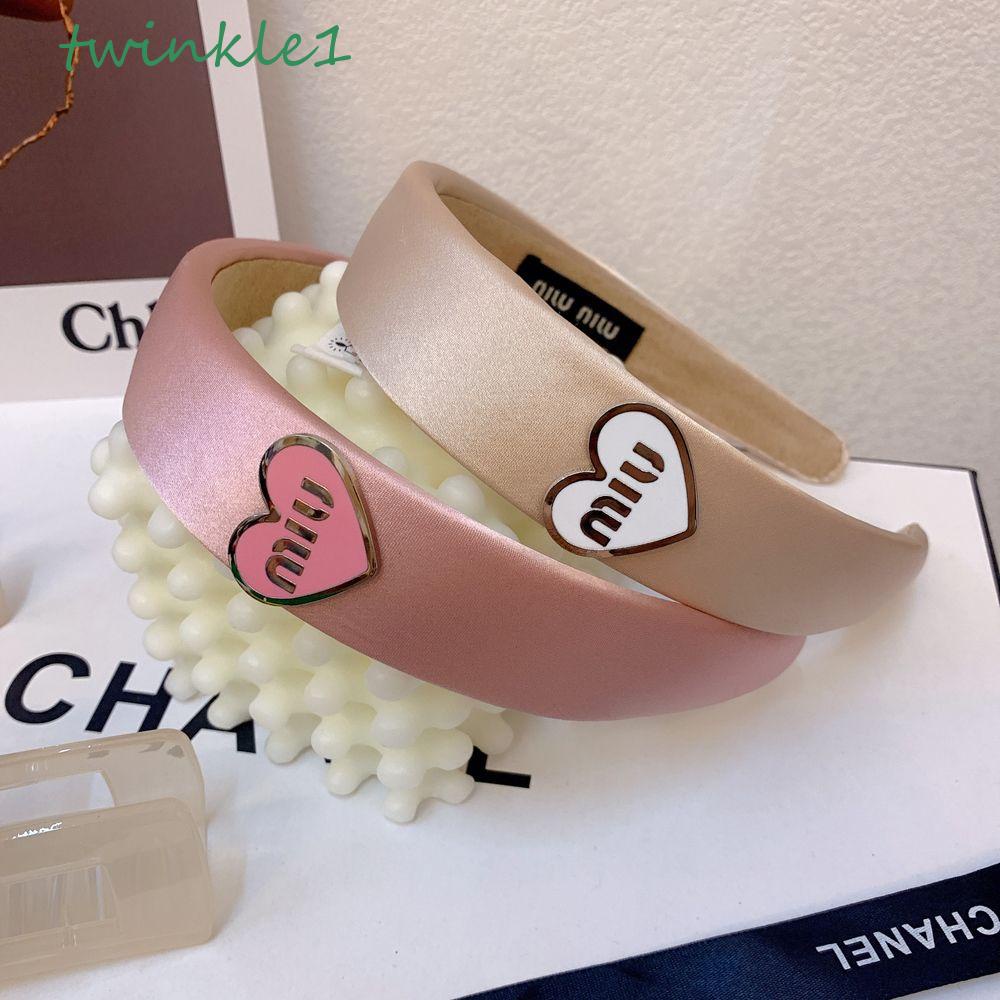 Băng Đô Cài Tóc Đính Trái Tim Lấp Lánh Sang Trọng Phong Cách Retro Nhật Bản