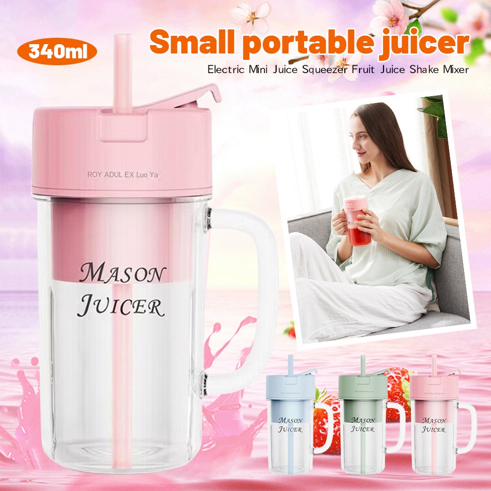 máy xay sinh tố cầm tay điện mini cốc nước trái cây uống chai nước với rơm