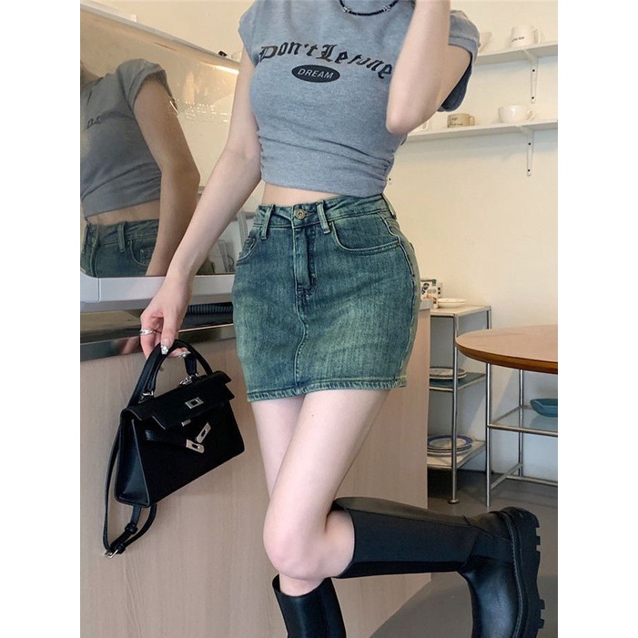 Chân váy Chân váy jean Chân Váy Bò váy nữ Chân Váy Chữ A set váy 2023 New Style MA3118