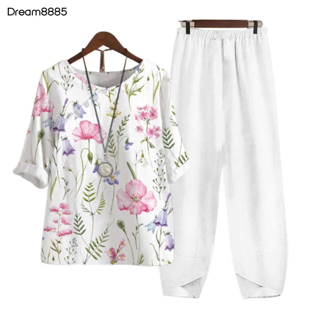 [Hàng Có Sẵn] Set 2 Món Áo Thun + Quần Dài Lưng Thun Mabrem85