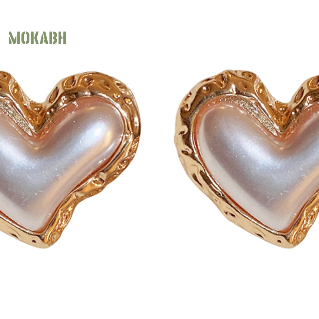 Bông Tai Hình Trái Tim Màu Gradient Đính Ngọc Trai Nhân Tạo Thời Trang Dành Cho Nữ