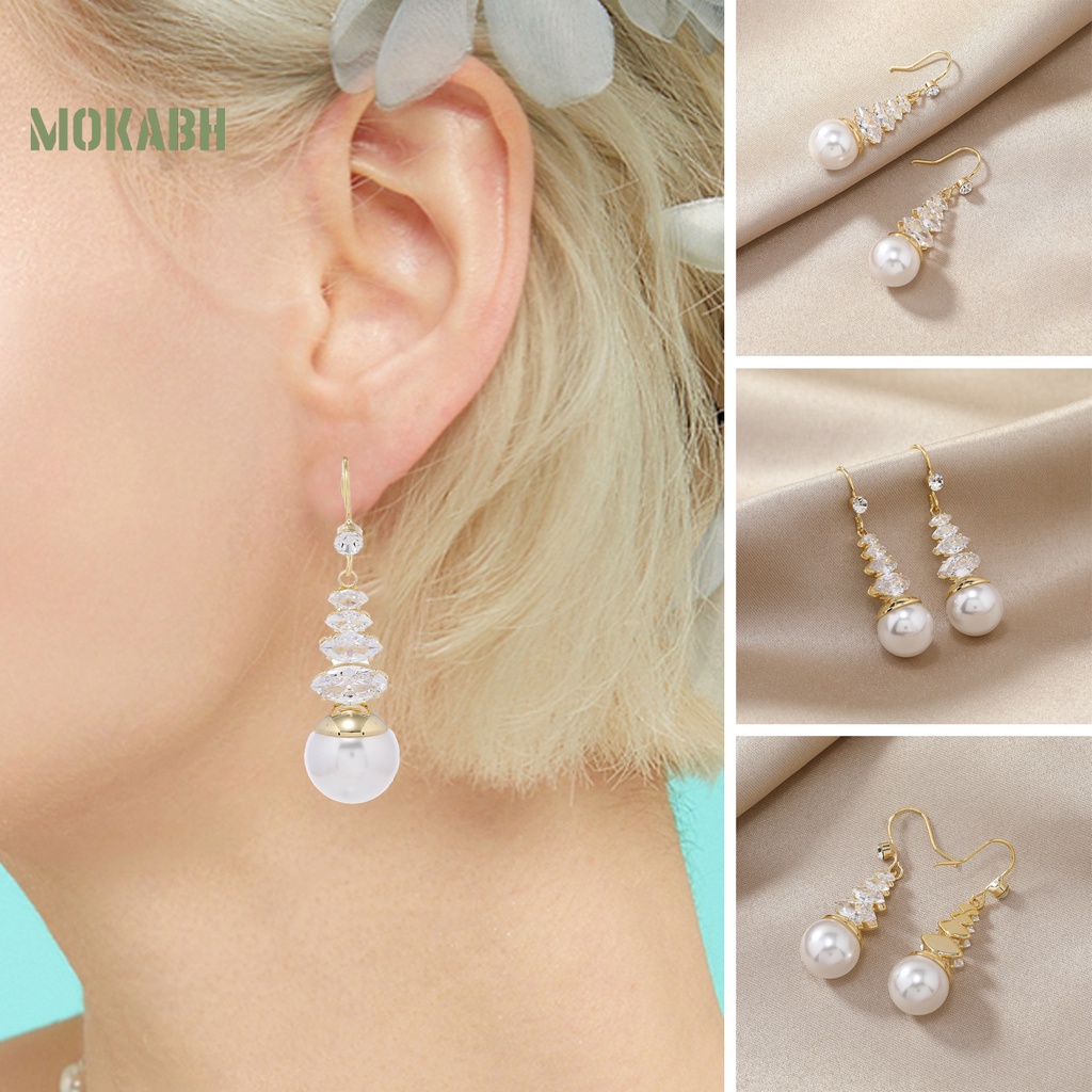 [Mới] 2 Bông Tai Đính Ngọc Trai Giả Bằng Đồng Phong Cách Trung Hoa Tinh Tế Dễ Phối Đồ Cho Nữ