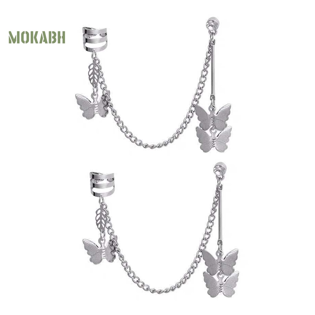 1 Đôi Bông Tai Hình Bướm Màu Bạc Thời Trang Dành Cho Nữ