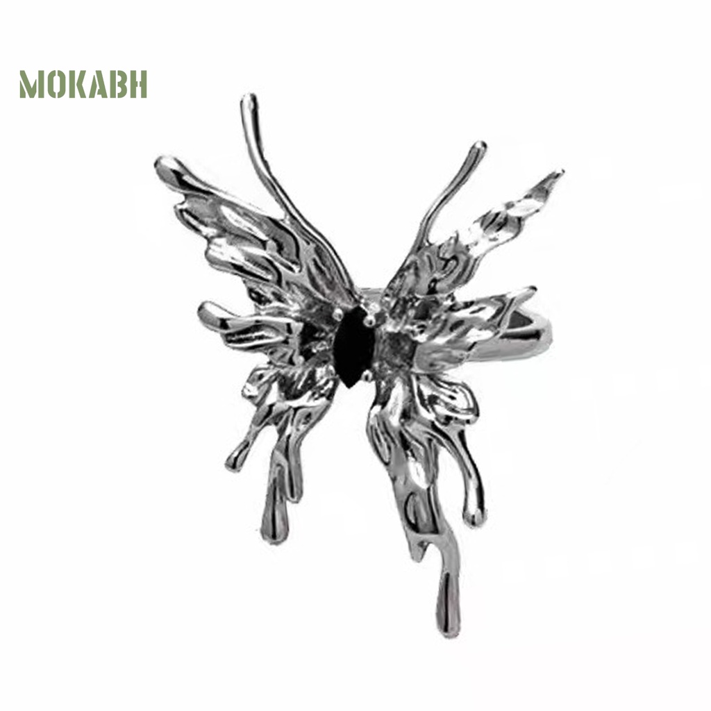 [Mới] Nhẫn Đeo Ngón Tay Họa Tiết Bướm Không Phai Màu Sáng Bóng Điều Chỉnh Được Cá Tính Cao Cấp Dành Cho Nữ