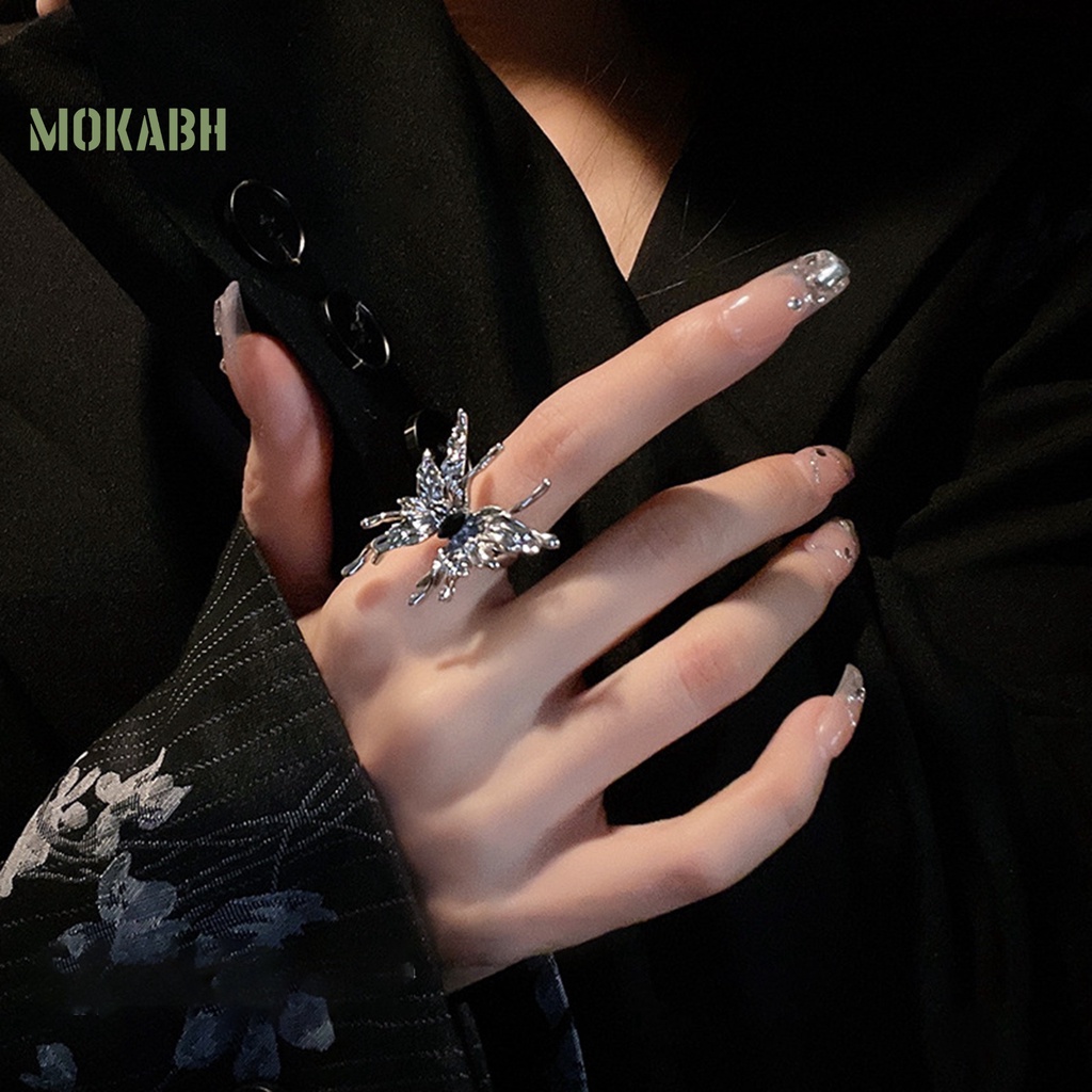 [Mới] Nhẫn Đeo Ngón Tay Họa Tiết Bướm Không Phai Màu Sáng Bóng Điều Chỉnh Được Cá Tính Cao Cấp Dành Cho Nữ