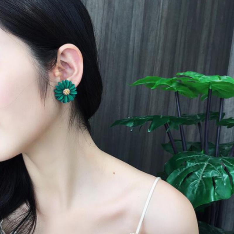 Bông Tai Hình Hoa Màu Vàng Hồng Phong Cách Hàn Quốc Thời Trang Cho Nữ