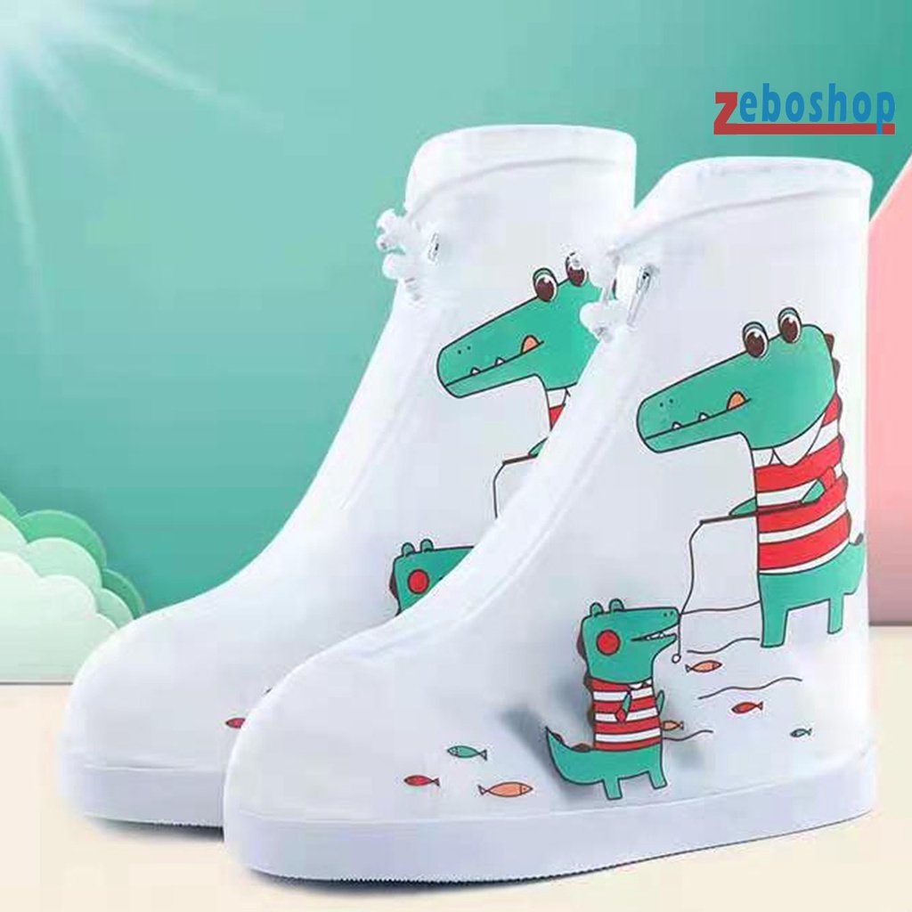 1 Cặp Giày Đi Mưa Chống Trượt Chống Thấm Nước In Họa Tiết Hoạt Hình Dễ Thương Cho Bé