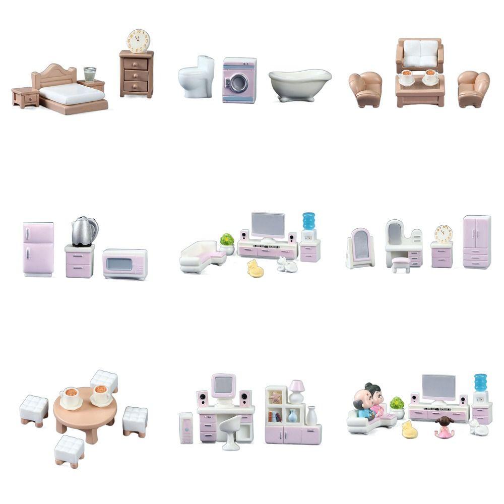 Aaron1 Bộ Bàn Ghế Sofa Mini Dễ Thương Cho Nhà Búp Bê Tỉ Lệ 1: 12