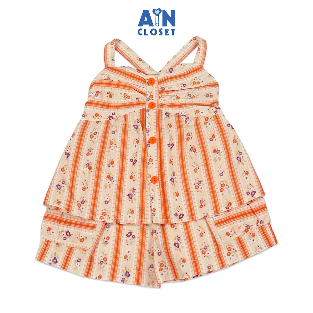 Bộ quần áo Ngắn họa tiết Hoa Dây Cam cotton - AICDBGTFJZLK - AIN Closet