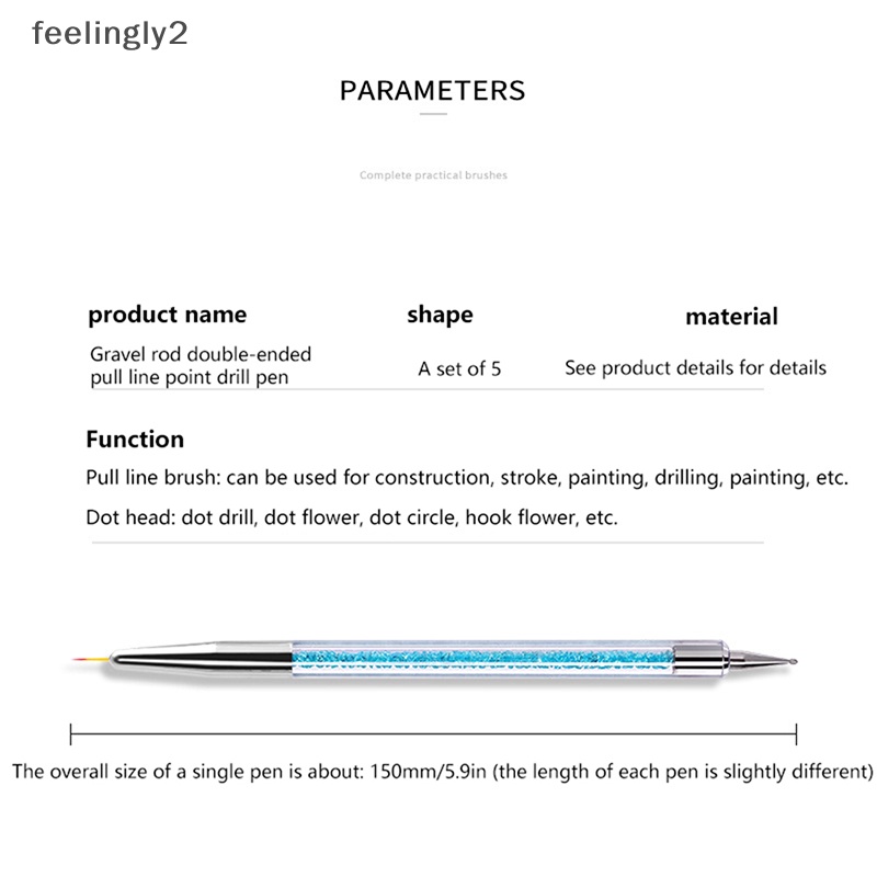 Bộ 5 Bút Hai Đầu Dùng Trang Trí Móng Tay Nghệ Thuật