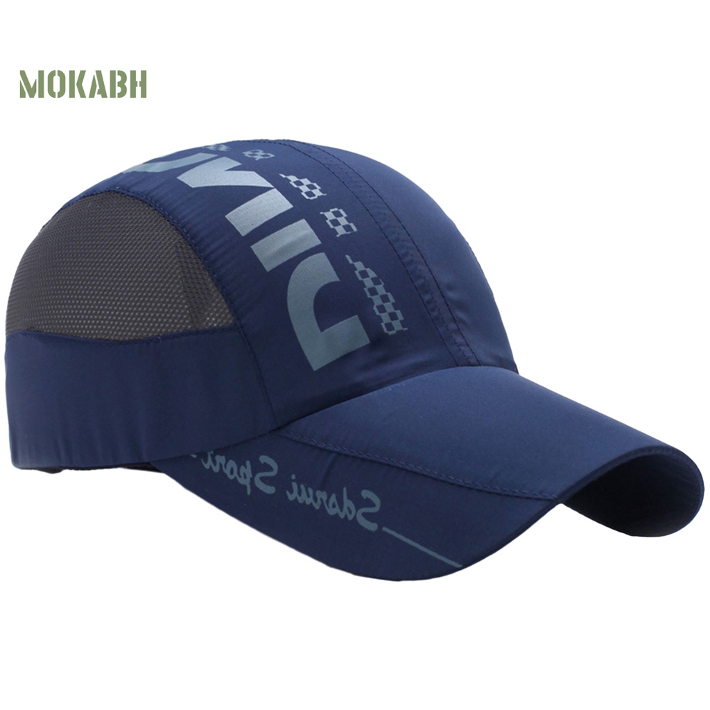 [Mok Abh] Mũ Lưỡi Trai Thể Thao Phối Lưới Chống Nắng In Chữ Có Thể Điều Chỉnh Kích Thước Cho Nam Và Nữ