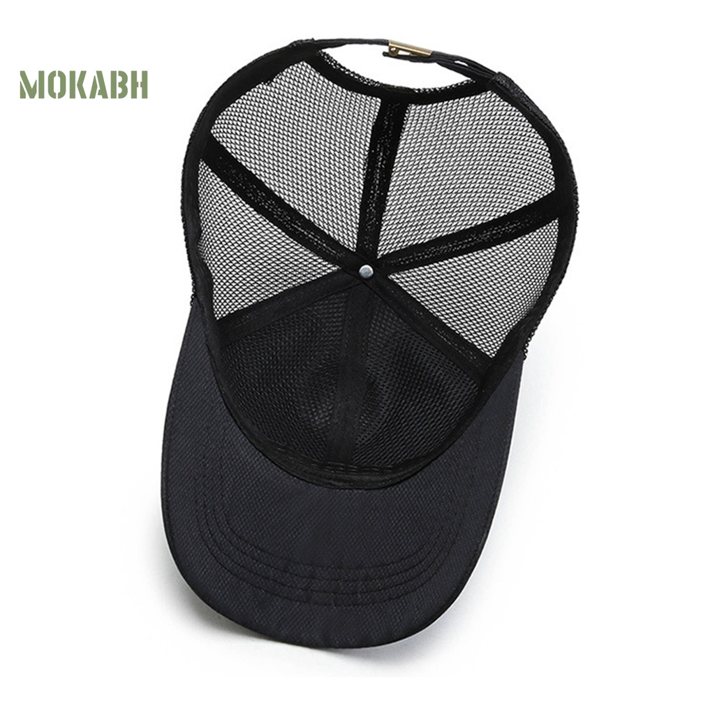 [Mok Abh] Mũ Lưỡi Trai Thể Thao Phối Lưới Màu Trơn Có Thể Điều Chỉnh Kích Thước
