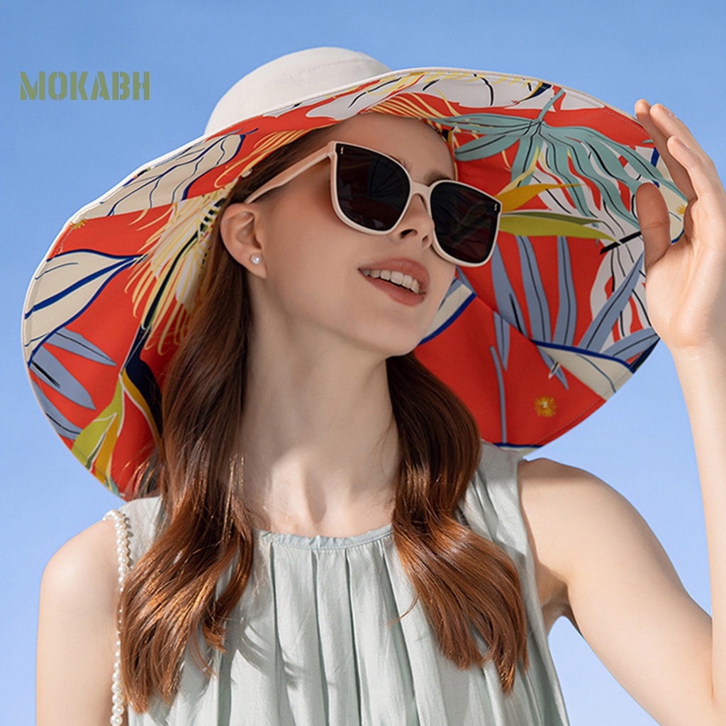 Nón Vành Tròn Hai Mặt Chống Tia UV Màu Trơn Thời Trang Mùa Hè Cho Nữ