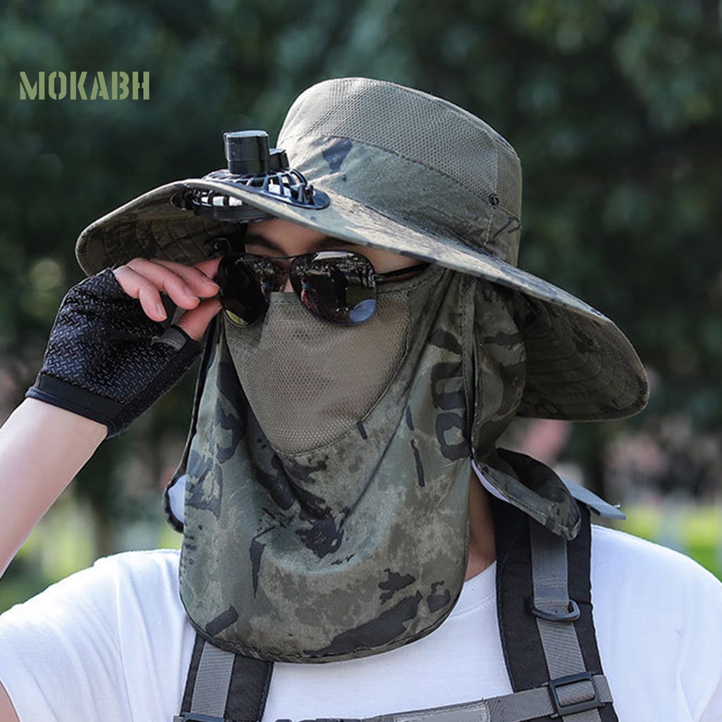 Nón Tai Bèo Kèm Quạt Họa Tiết Rằn Ri Chống Thấm Nước Thời Trang Cho Nam