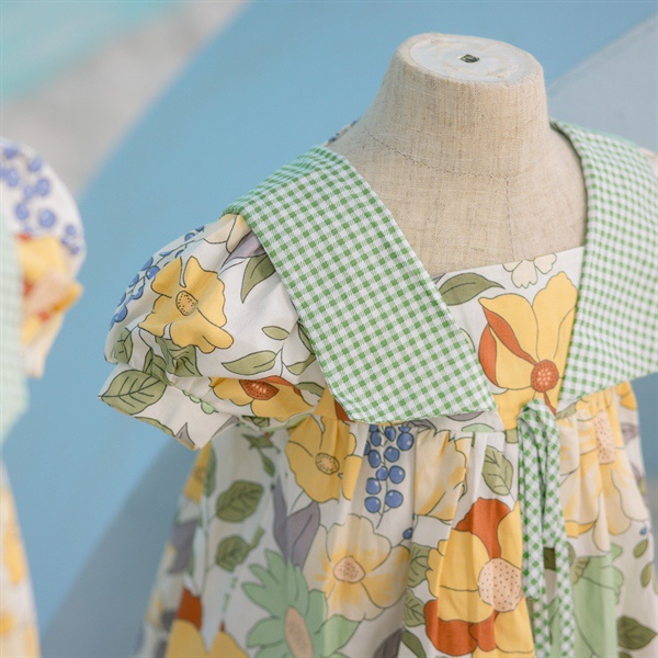 Váy babydoll 5156 phối cổ kẻ