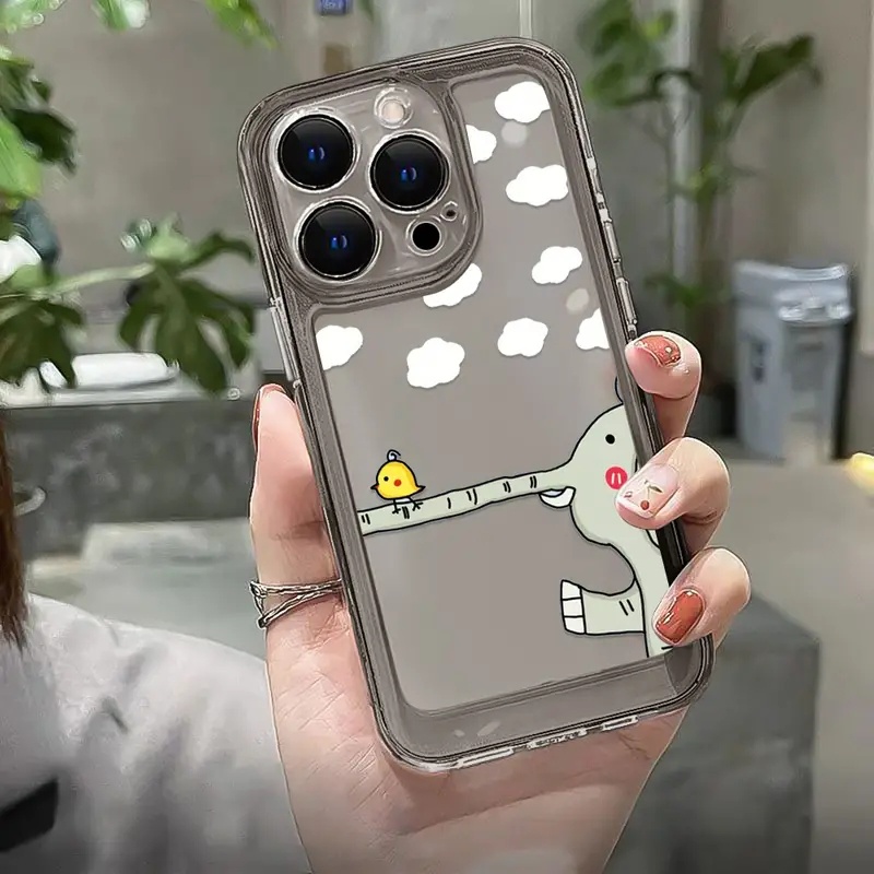 Ốp Điện Thoại TPU Mềm Trong Suốt Chống Sốc In Hình Chú Voi Dễ Thương Cho IPhone 11 14 13 12 Pro Max XS X XR 7 + 8 6 6S Plus Sự Bảo Vệ